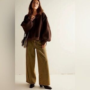 🧸💗Authentic Free People Cozy Camden Sweater - Brown -L -Brand New with Tag 🤎☁️
